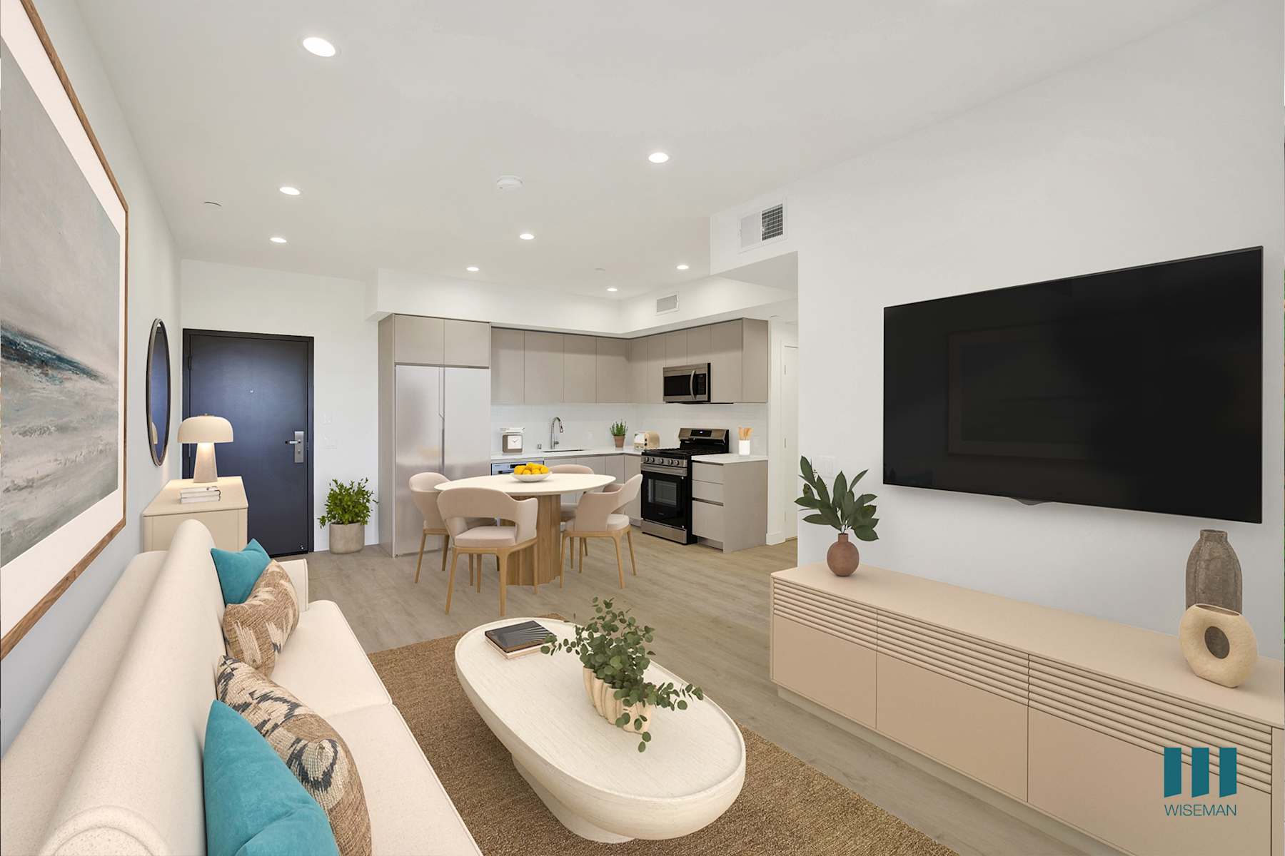 Entry, kitchen, and living room of residence 705