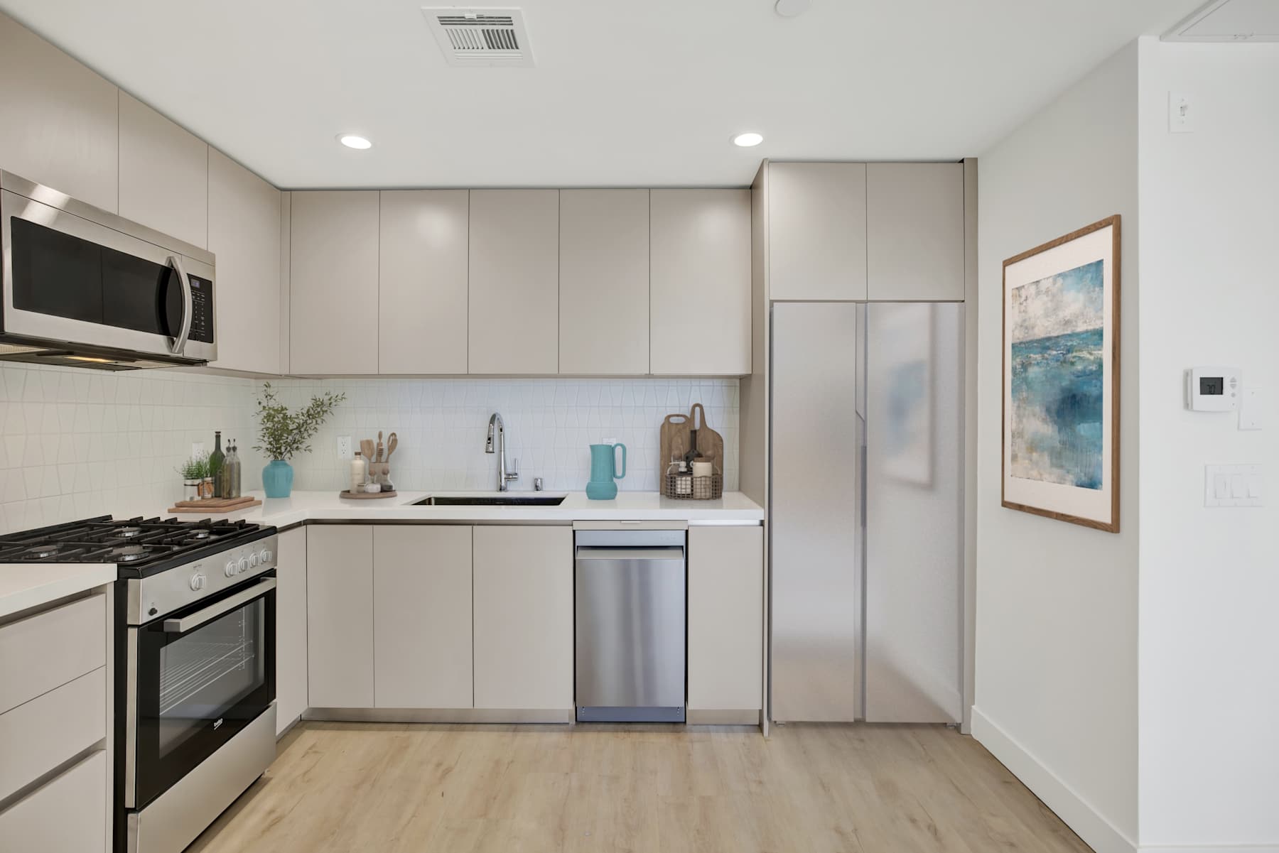 Modern kitchen with stainless appliances